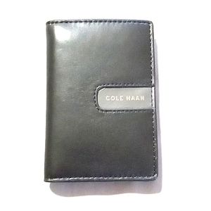 NEW COLE HAAN Black Grey  Wallet Mens Leather  Credit Card Holder Gray